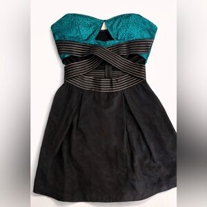 Oh My Julian Strapless Black and Teal Dress